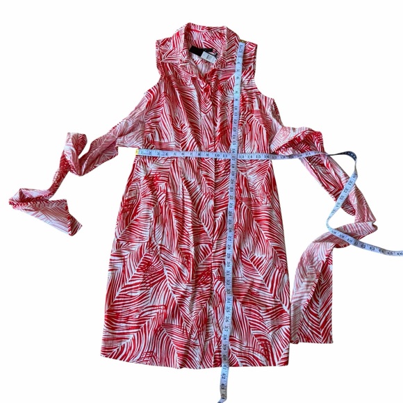 NEW Talbots Red and White Palm Print Sleeveless Dress Size 10 - Picture 7 of 10